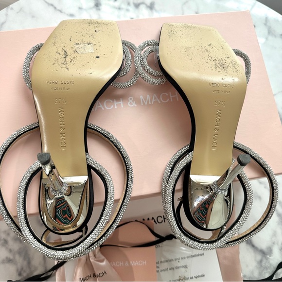 Mach and Mach Double Bow crystal-embellished satin heeled sandals BLACK - Picture 6 of 6